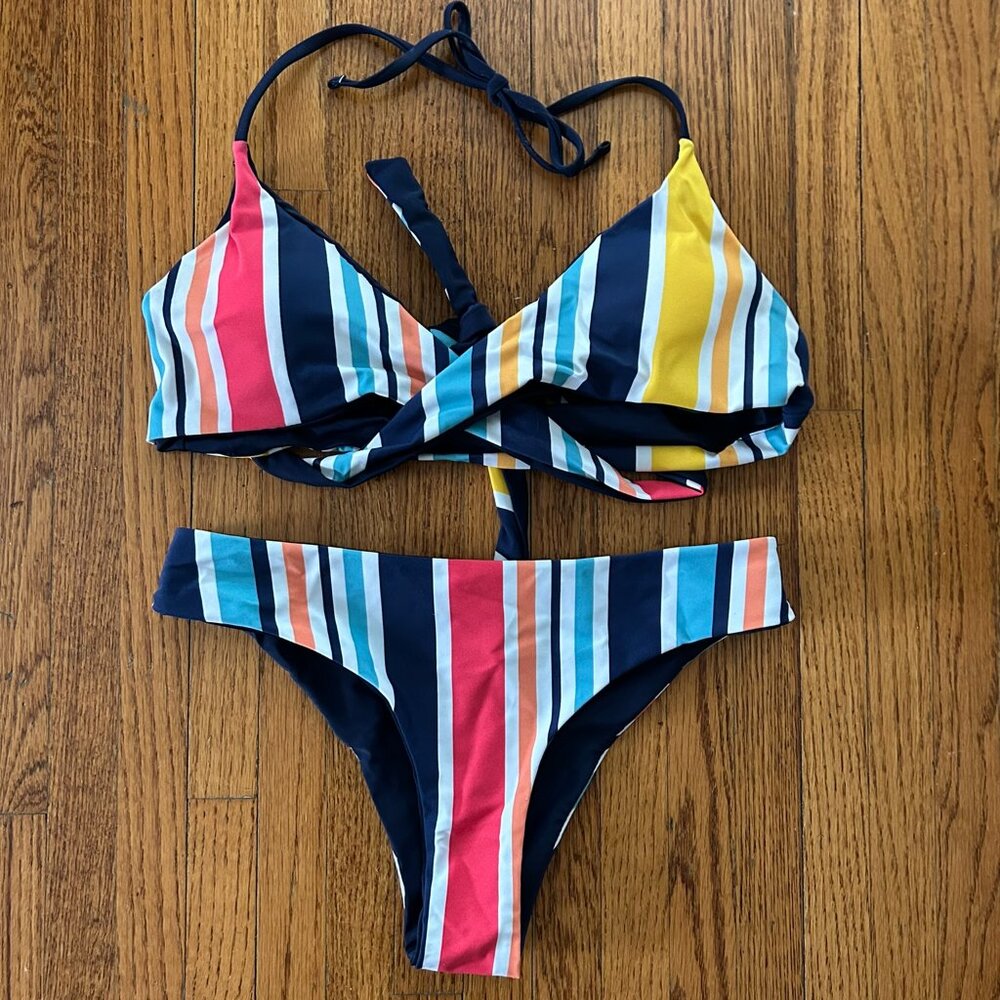 women's bikini striped xs